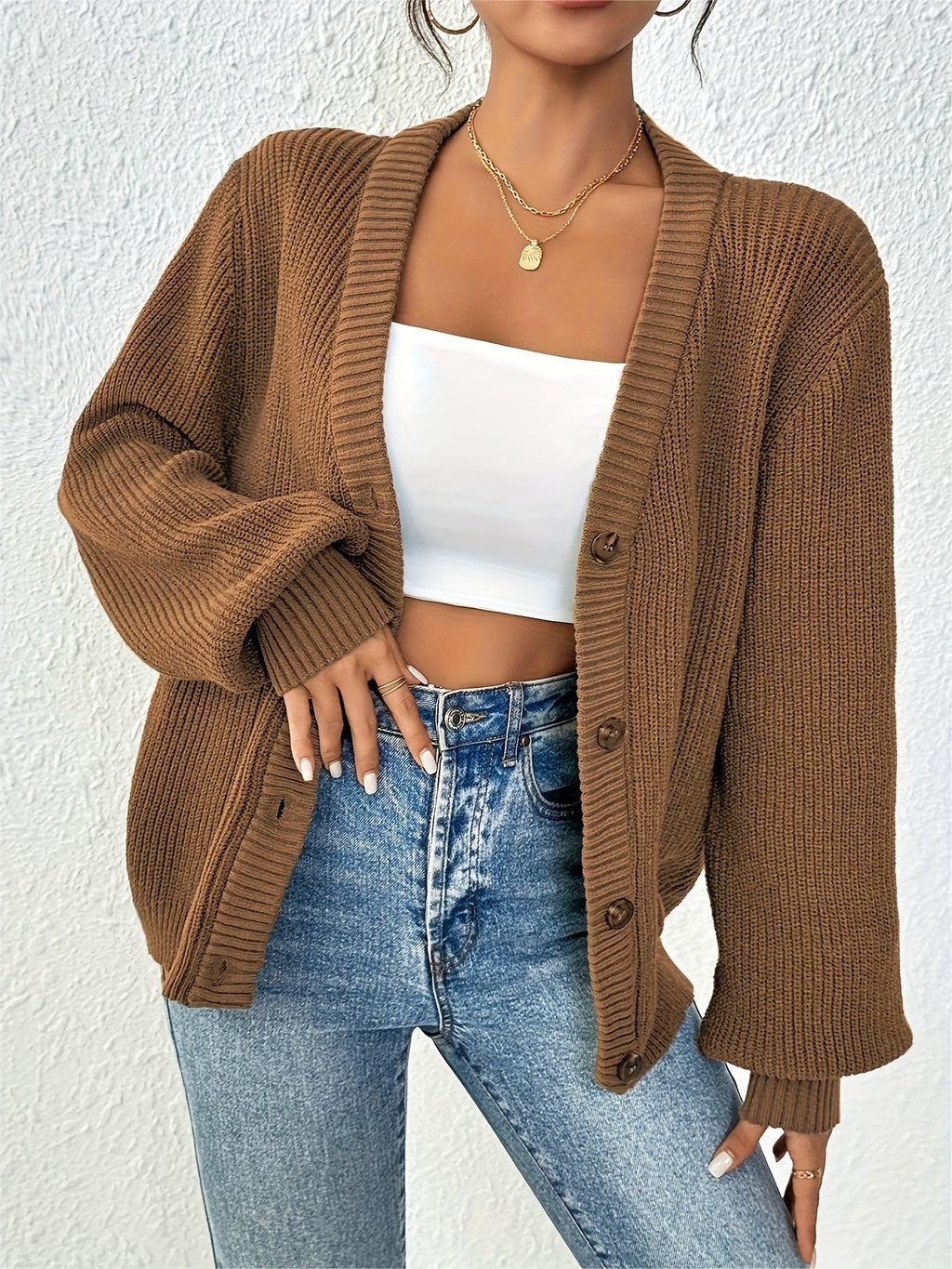 Winifred | Ontspannen Knopen-Voorkant Cardigan