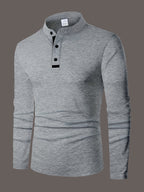 Gareth | Verfijnde Lange Mouwen Henley Shirt