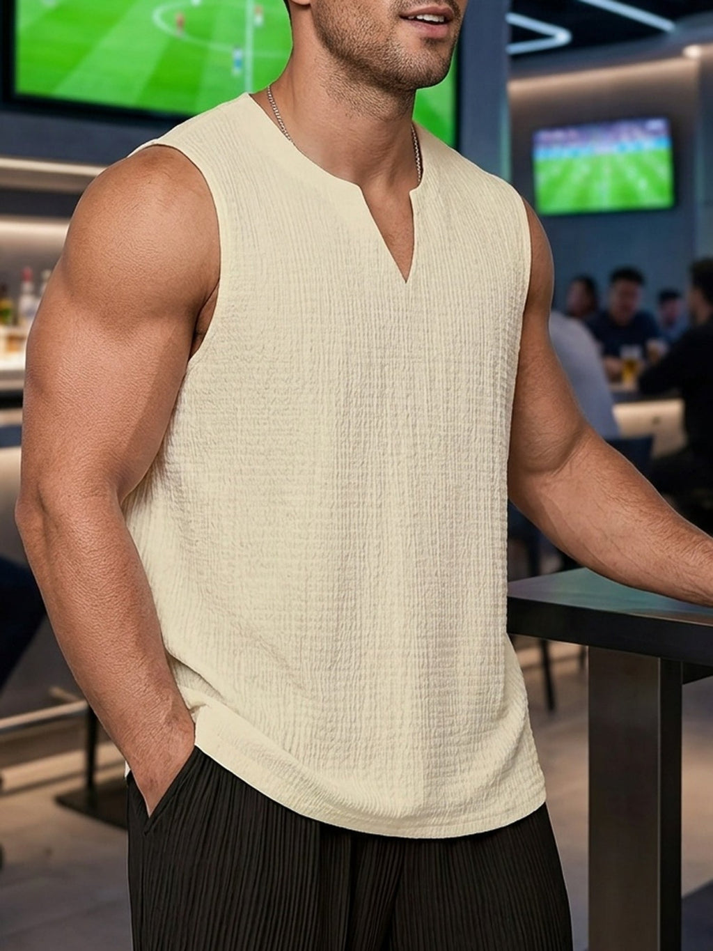 Damon | Ontspannen Split-Neck Tanktop