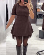 CHRISTEL | SPARKLE TULLE HEM MINI DRESS