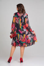 MARGOT | DUIDELIJKE FLORELE PRINT LANGEMOUW CHIFFON MIDI JURK