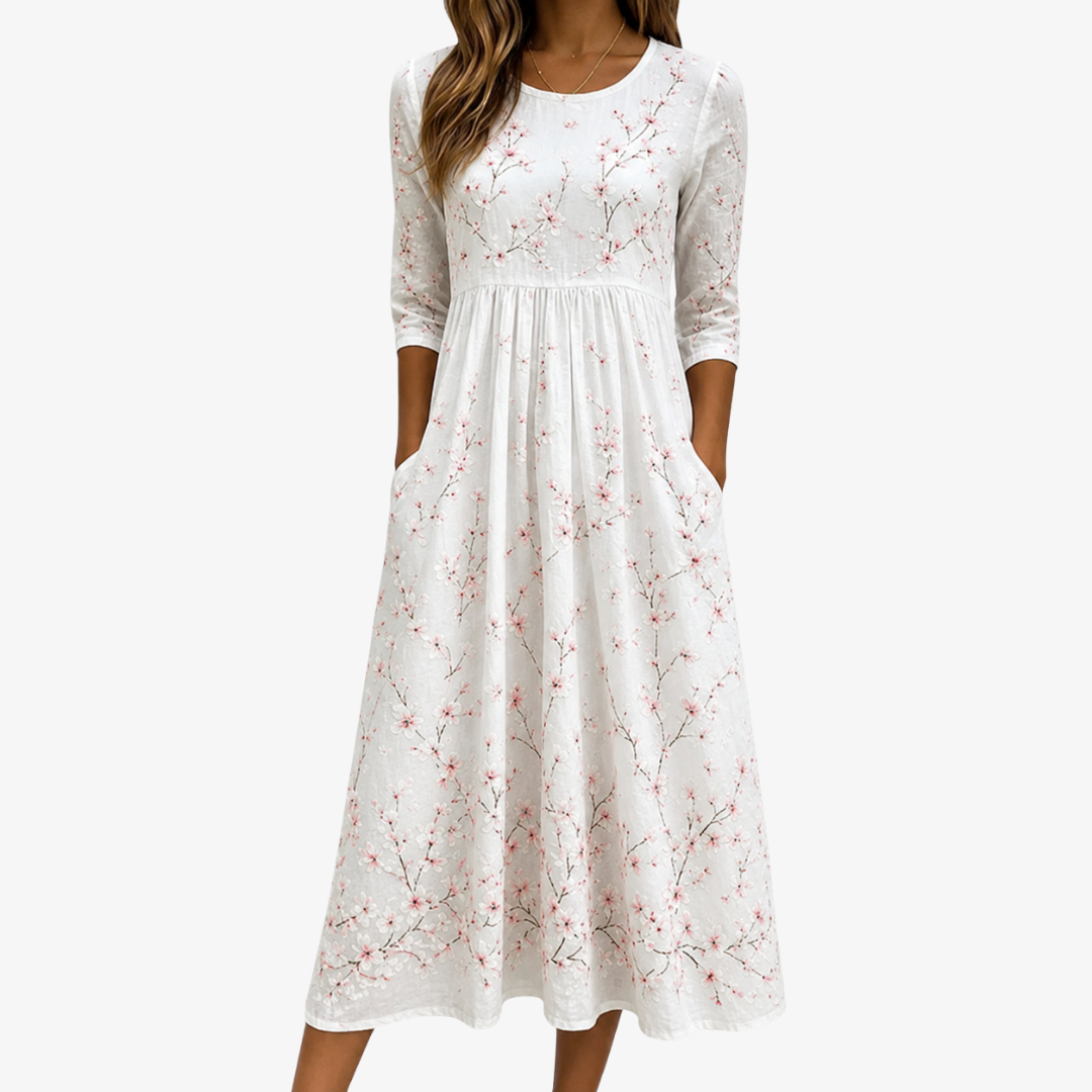 LILY | KERSENBLOESEM GRACE EVERYDAY MIDI DRESS