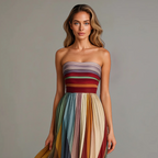 ISABELLA | STRAPLESS GEPLISSEERDE MAXI JURK