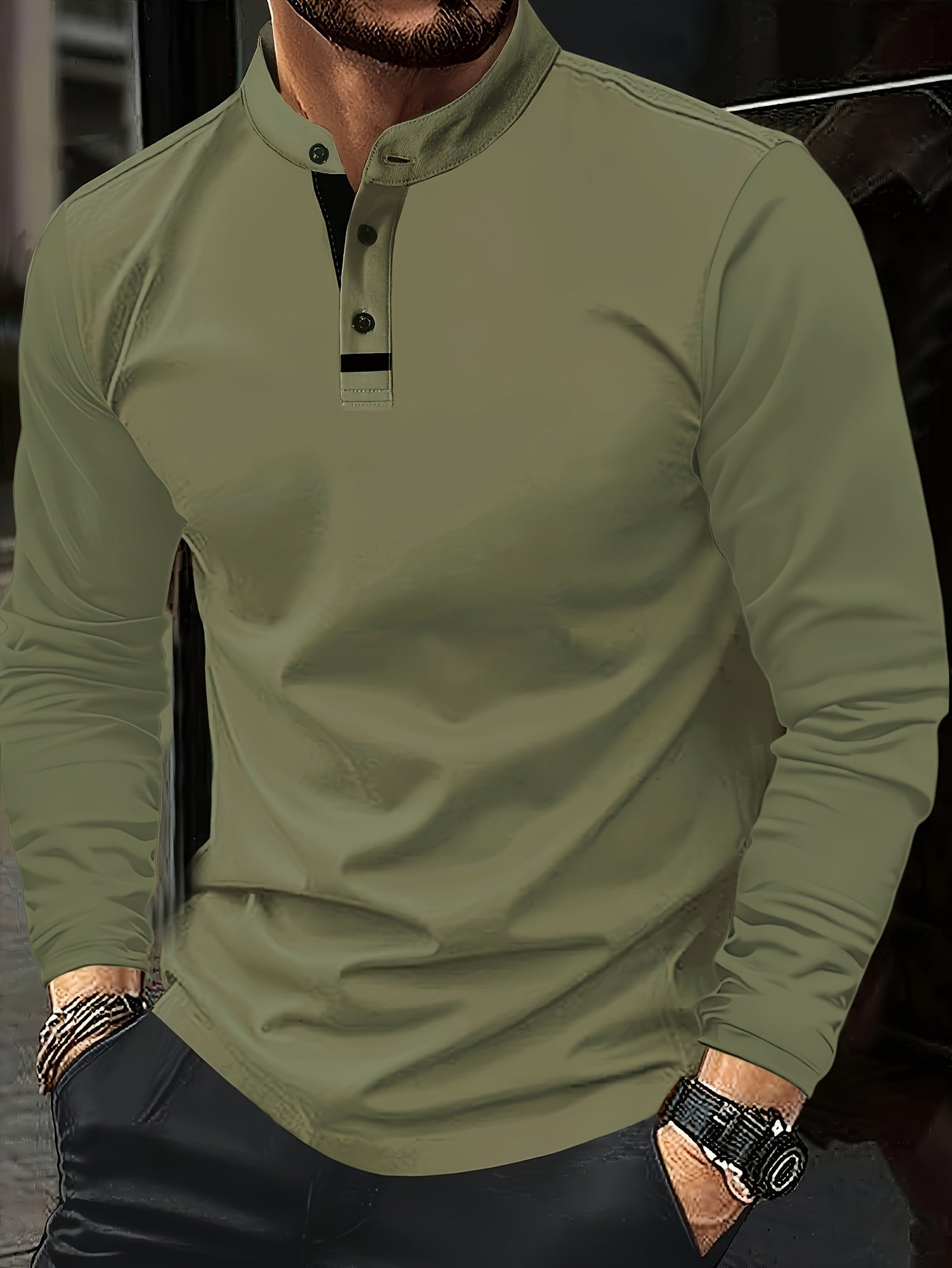 Gareth | Verfijnde Lange Mouwen Henley Shirt