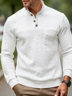 Callahan | Textured Button-Neck Pullover