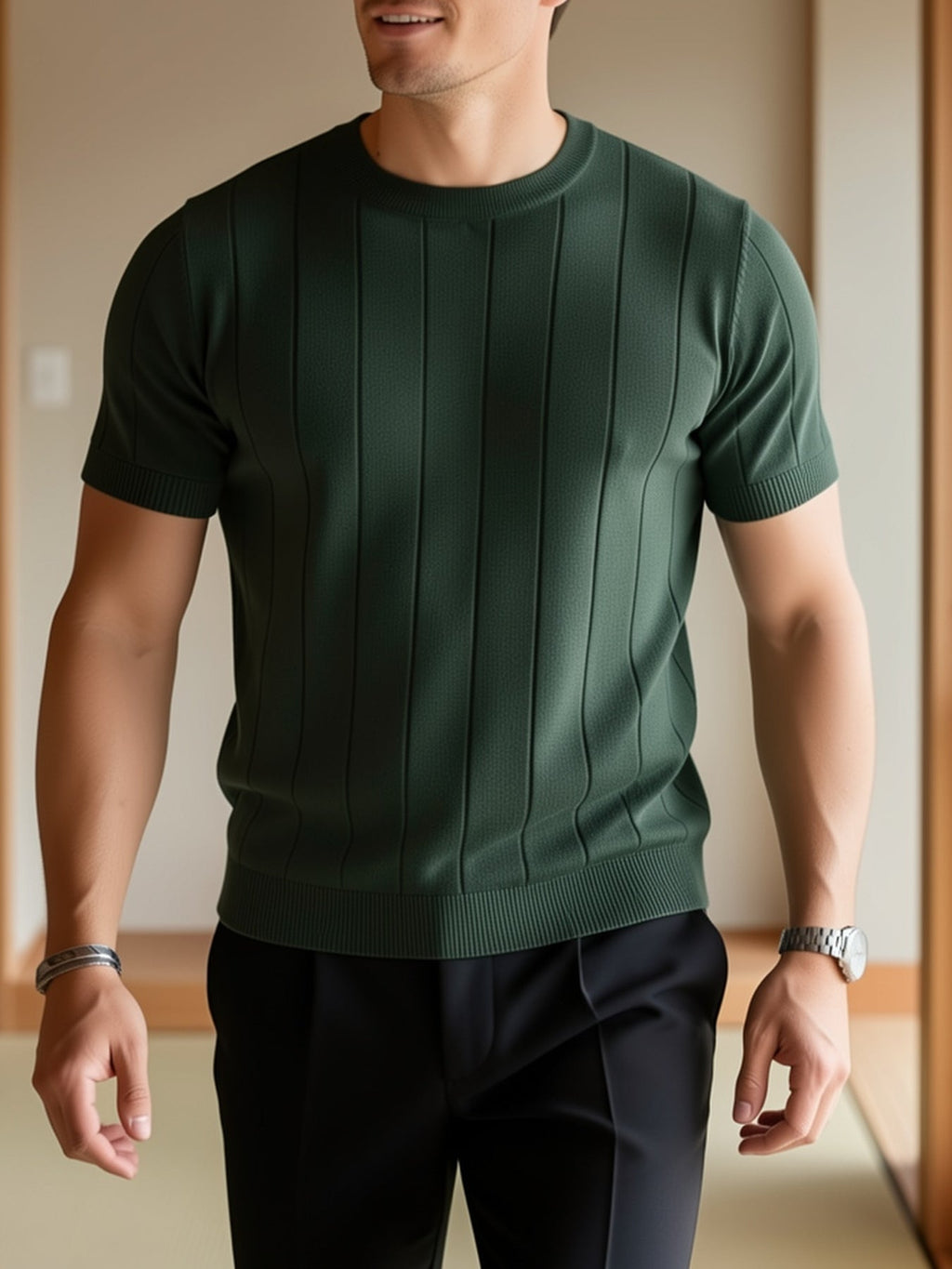 Landon | Geribbelde Korte Mouwen Top