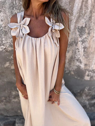 SYBIL | BOW STRAP U-NECK MAXI JURK