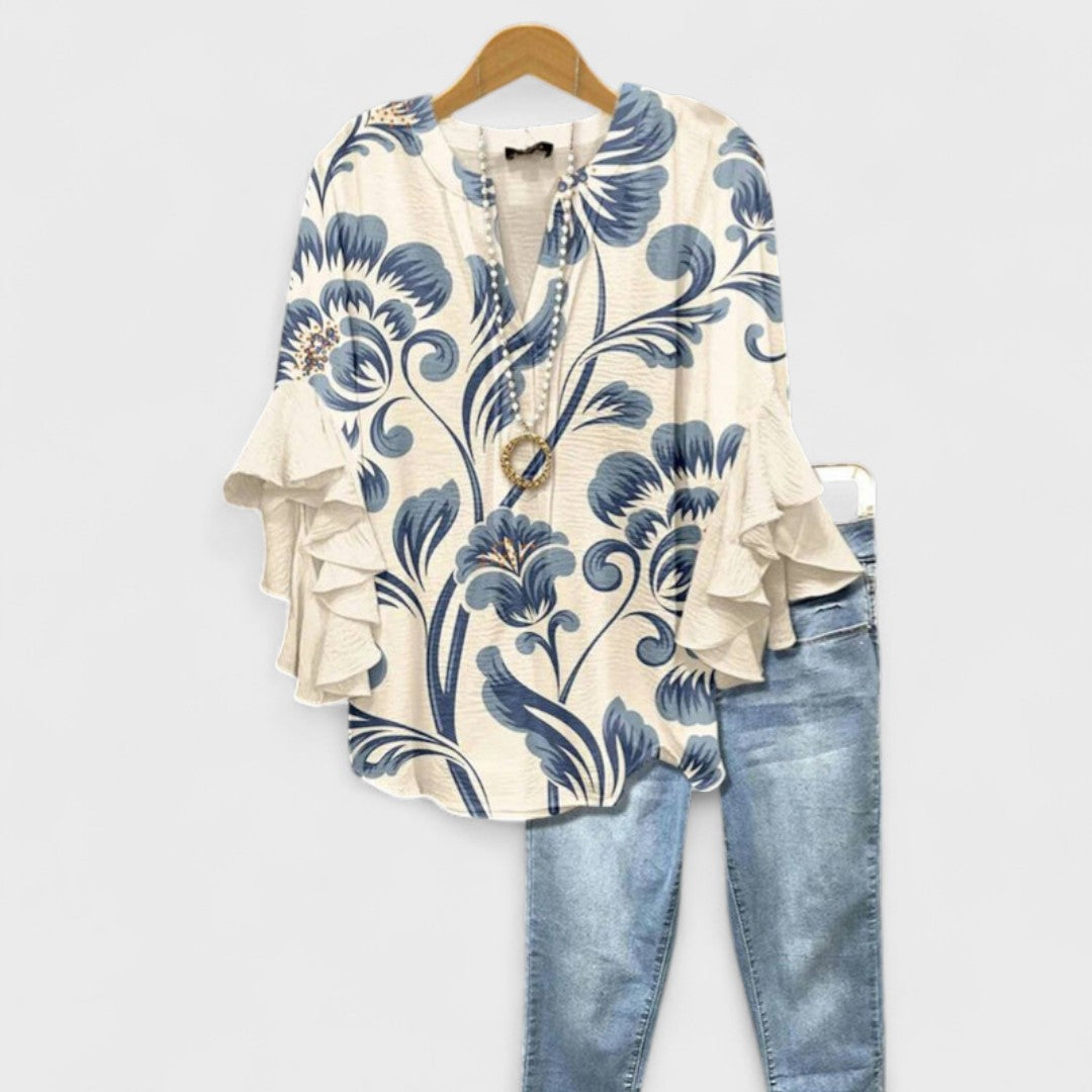Lina | Elegante Bloemen Ruffle Blouse