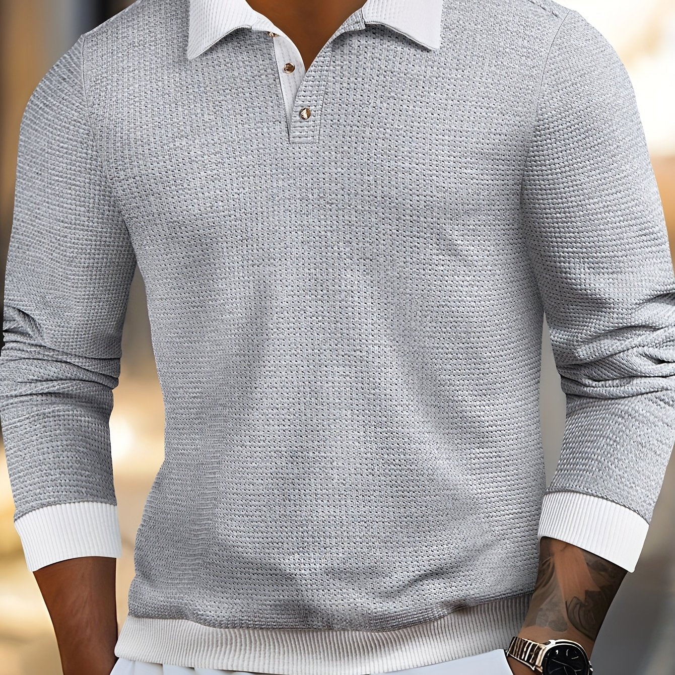 Donovan | Textured Longsleeve Polo Shirt