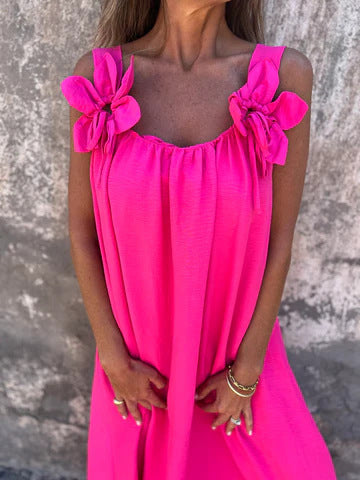SYBIL | BOW STRAP U-NECK MAXI JURK