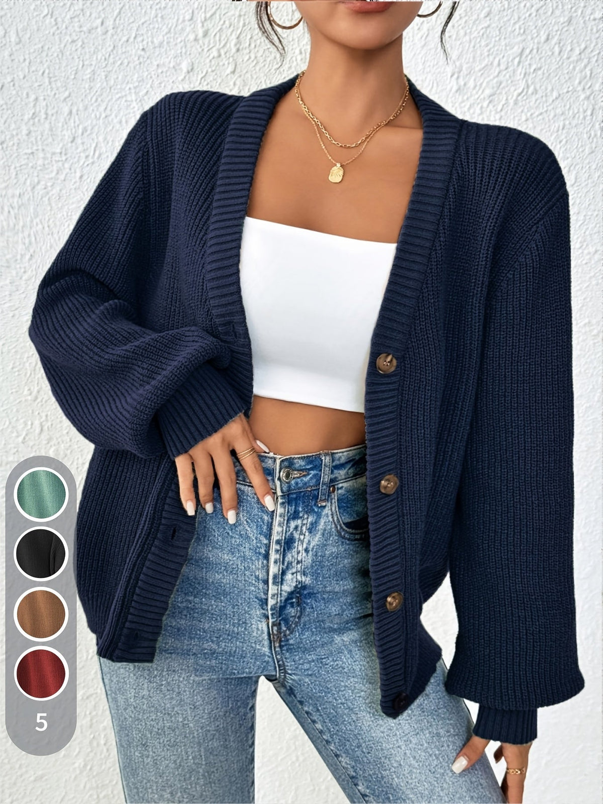Winifred | Ontspannen Knopen-Voorkant Cardigan
