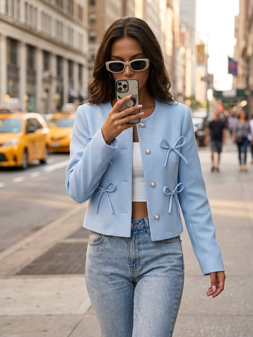 Seraphina | Cropped Jacket met Strikdetail