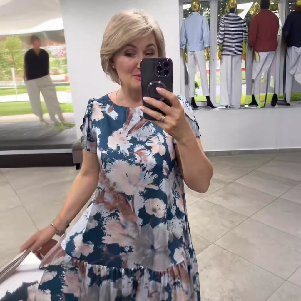 EVANGELINE | FLODALE MAXI JURK MET LAAGJES