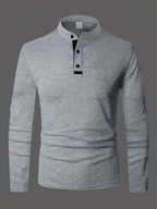 Gareth | Verfijnde Lange Mouwen Henley Shirt