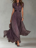 SOPHIE | LANG PAARS DROP-NECK JURK MET CHIFFON KANTAFWERK