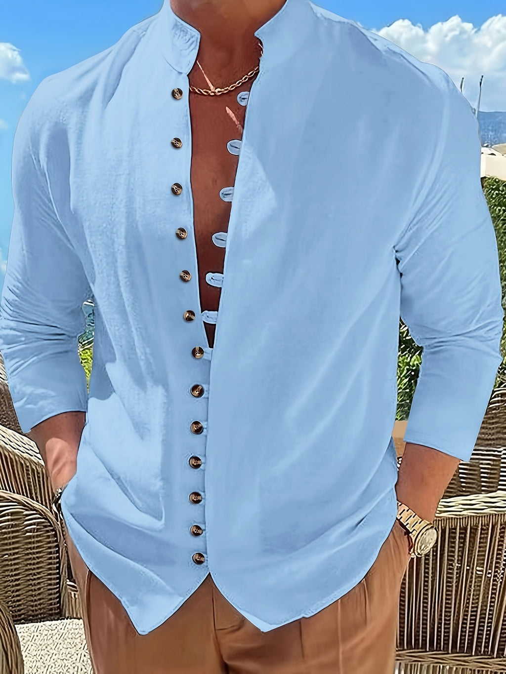 Grant | Ontspannen Staande Kraag Shirt