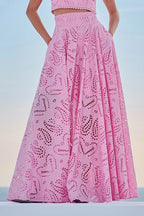Larissa™ Geborduurd Top & Hoge Taille Maxi Rok Set