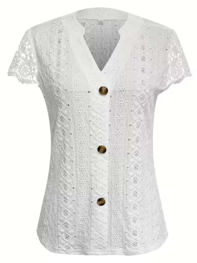 Ariana | Klassieke Knop V-Hals Shirt