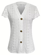 Ariana | Klassieke Knop V-Hals Shirt
