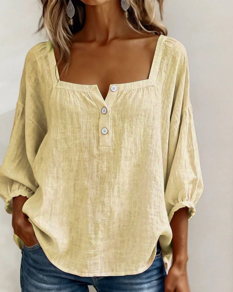 Florence | Ontspannen Blouse met Vierkante Hals