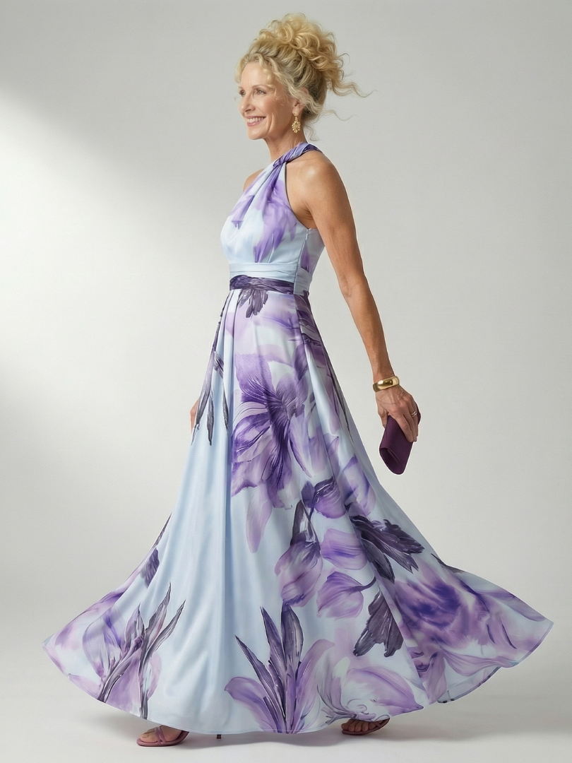 Amiel™ Licht Bloemen Maxi Jurk