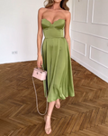 CAROLINE | ELEGANTE STRAPLESS MIDI JURK