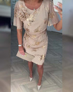 ROWENA | BROWN BUTTON WAIST ELEGANTE DRESS
