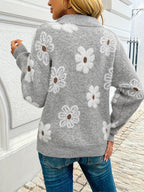 Marnie | Bloemen Halve-Zip Pullover Trui