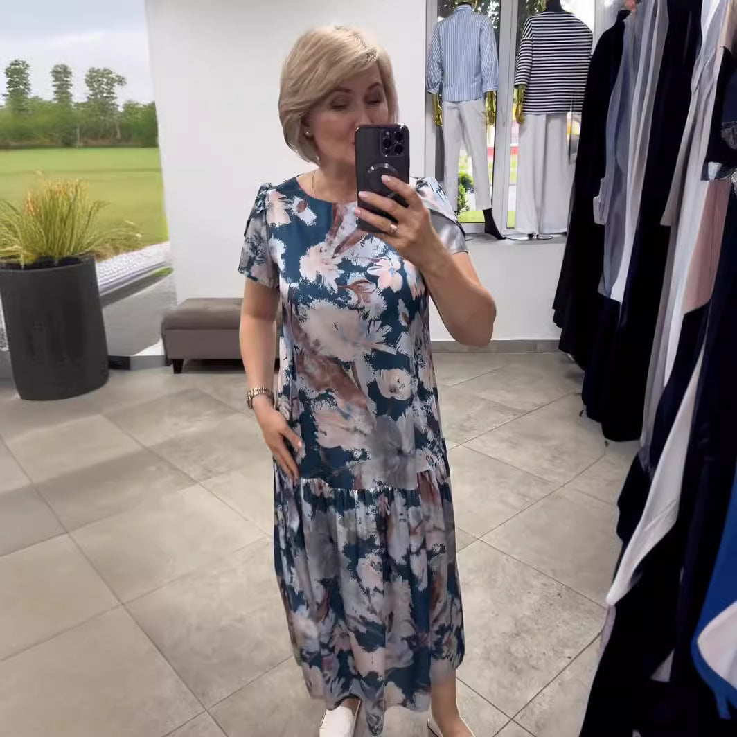 EVANGELINE | FLODALE MAXI JURK MET LAAGJES