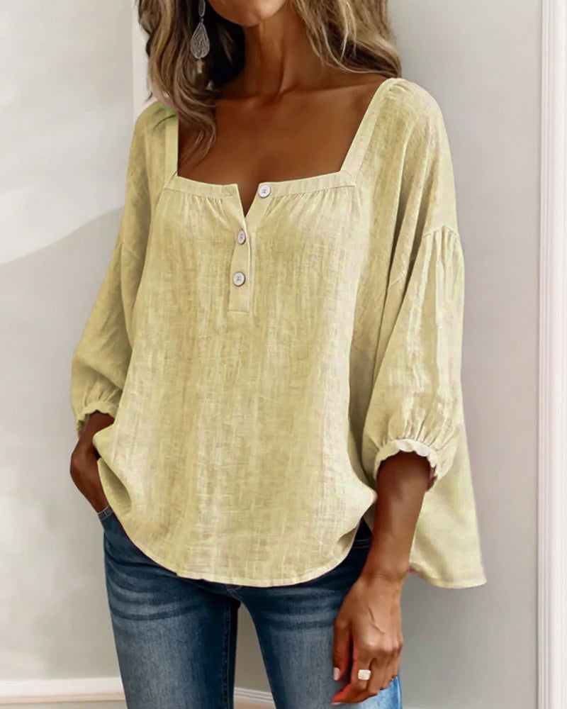 Florence | Ontspannen Blouse met Vierkante Hals