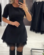 CHRISTEL | SPARKLE TULLE HEM MINI DRESS