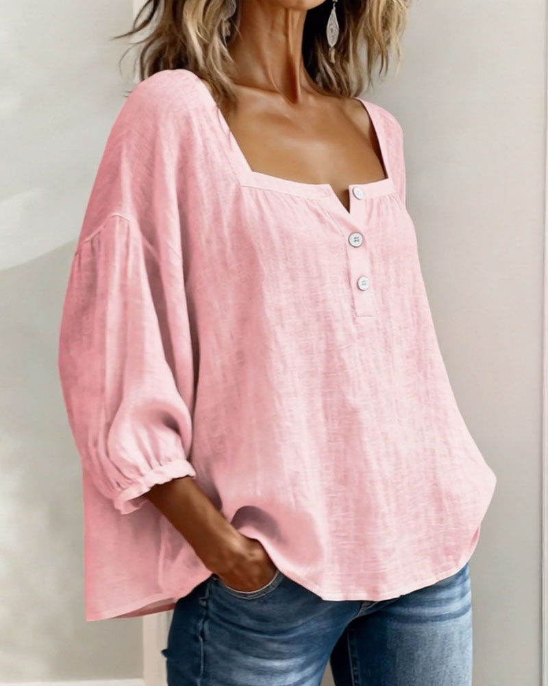 Florence | Ontspannen Blouse met Vierkante Hals