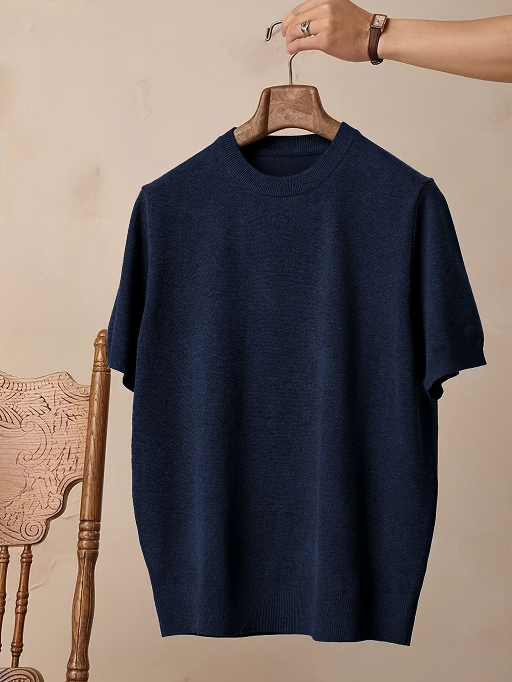 Emerson | Verfijnde Crew-Neck Korte Mouw Top