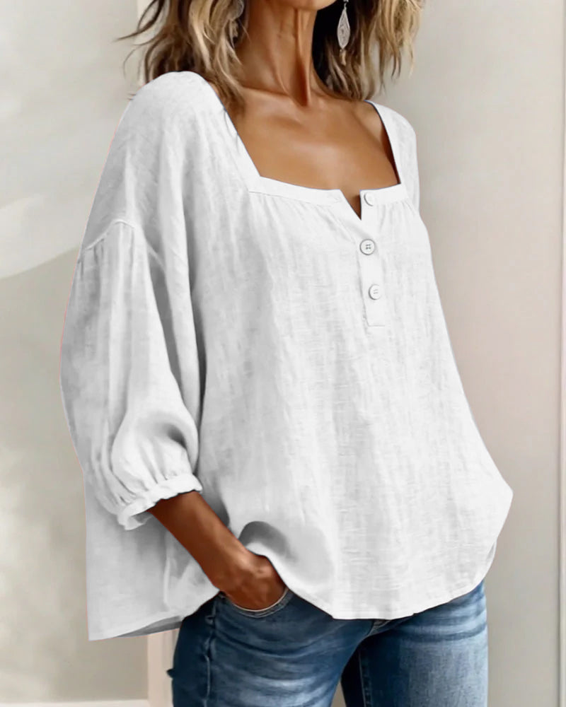 Florence | Ontspannen Blouse met Vierkante Hals