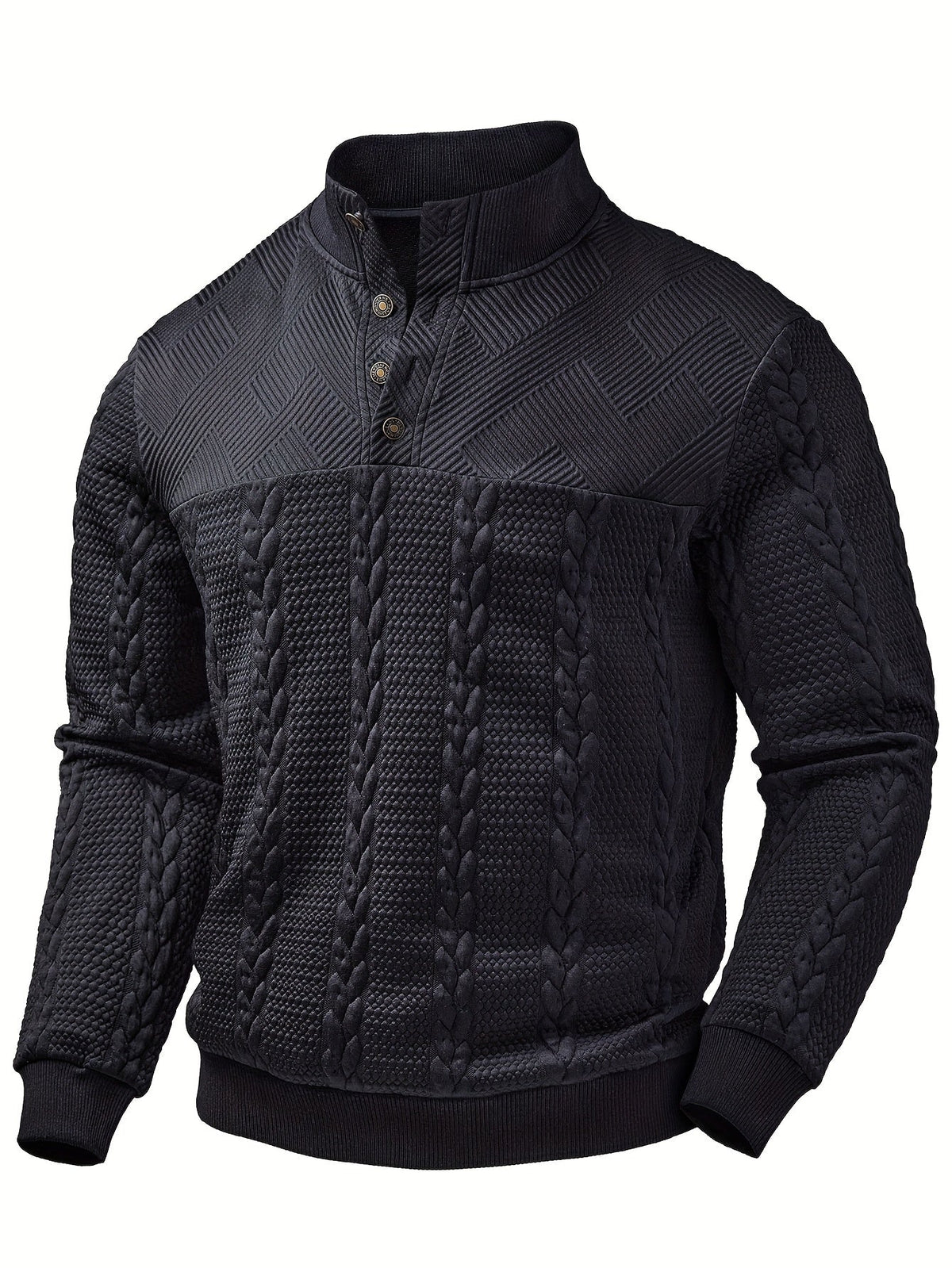 Callahan | Textured Button-Neck Pullover