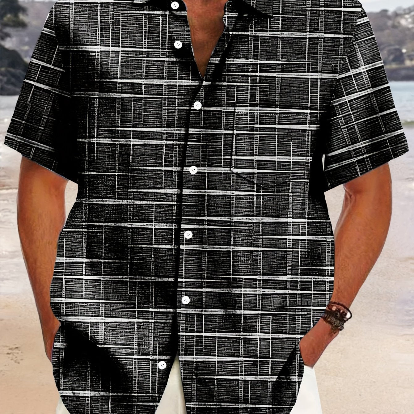 Weston | Textured Grid Korte Mouwen Shirt