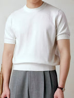 Emerson | Verfijnde Crew-Neck Korte Mouw Top