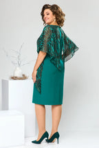 LEONORA | GEPRINTE CAPE OVERLAY GESCHOREN MIDI JURK