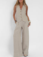 Lauren | Elegante Vest en Wijde Pantalon Set
