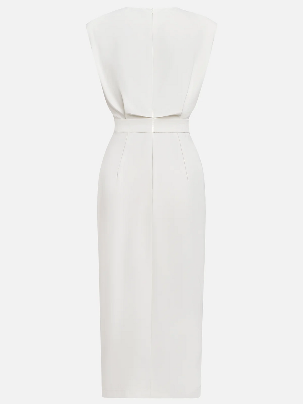 GENEVIEVE | MIDJURK MET GEVOERDE SCHOUWERS EN KNOOPDETAIL MET SPLIT