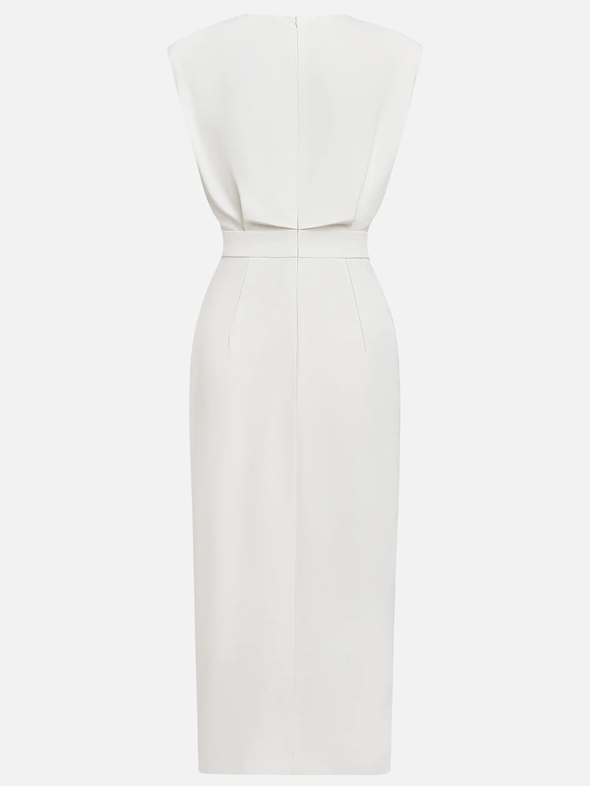 GENEVIEVE | MIDJURK MET GEVOERDE SCHOUWERS EN KNOOPDETAIL MET SPLIT