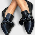 MURIEL | SNAKE PRINT BOW DETAIL FLAT LOAFERS