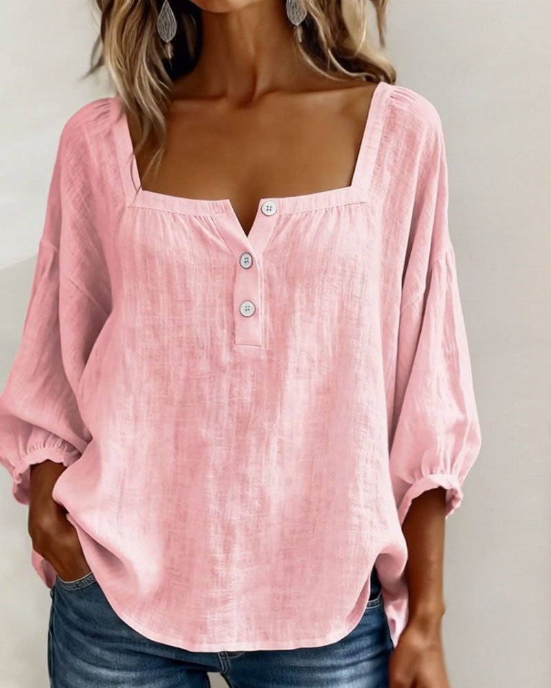 Florence | Ontspannen Blouse met Vierkante Hals