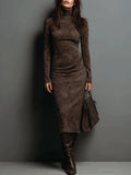 Mildred™ Elegante Suède Maxi Jurk