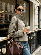 Margaux | Houndstooth Staande-Kraag Jas