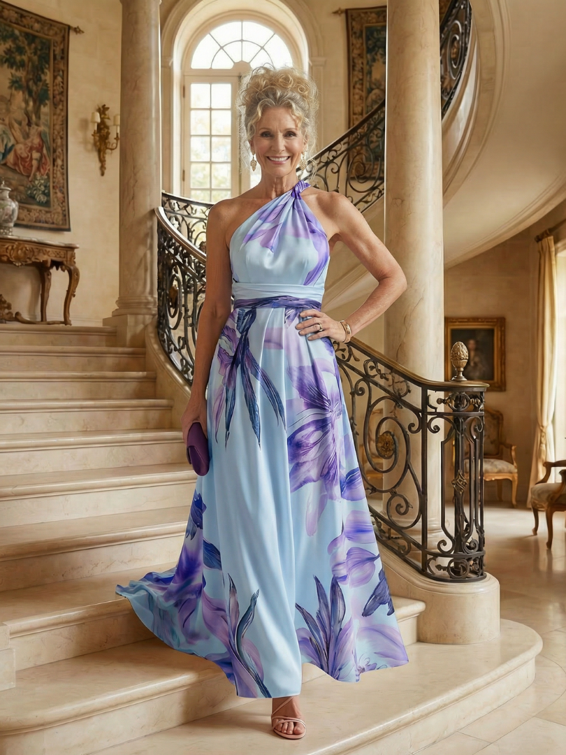 Amiel™ Licht Bloemen Maxi Jurk
