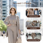 ROSEMARY | ELEGANTE DRIEDELIGE CARDIGAN, TOP & WIDE-LEG BROEKSET