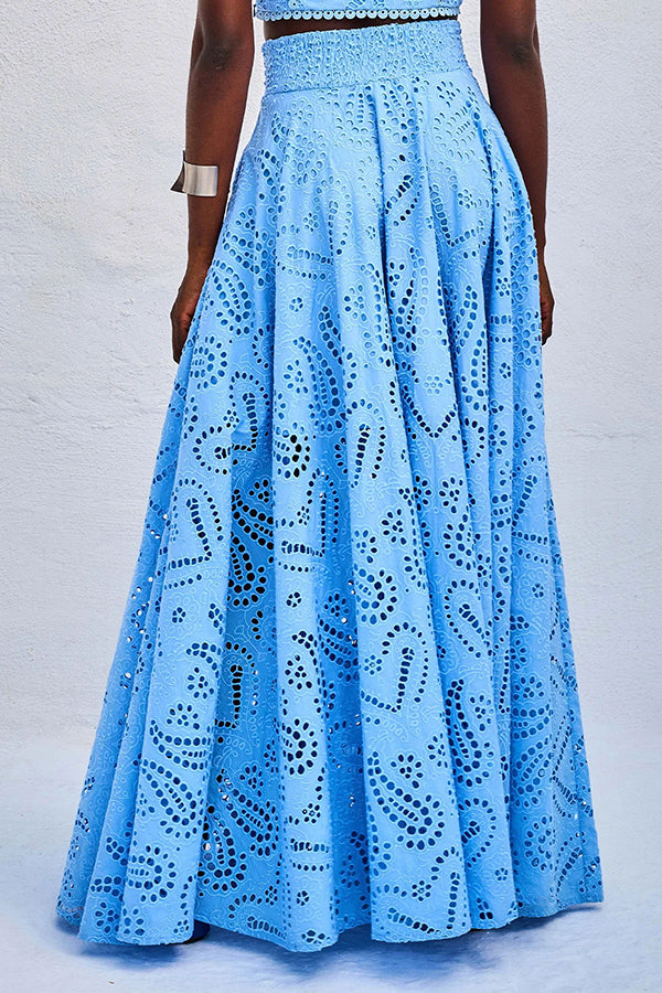 Larissa™ Geborduurd Top & Hoge Taille Maxi Rok Set