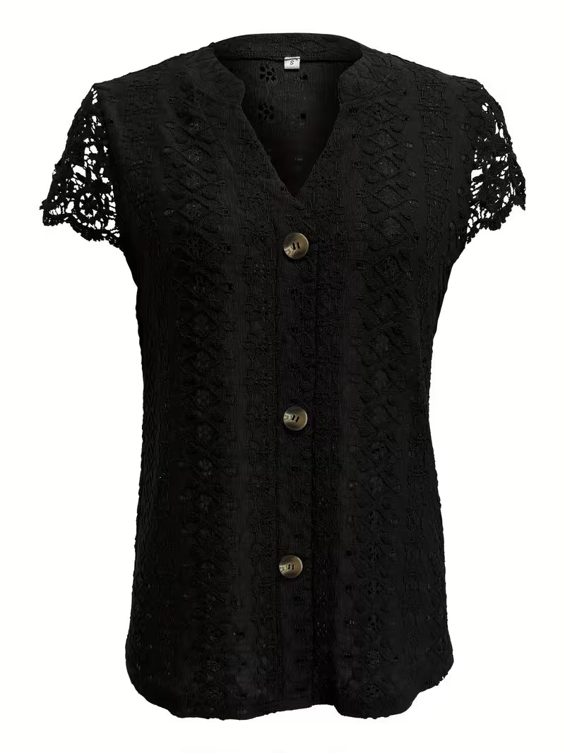Ariana | Klassieke Knop V-Hals Shirt
