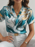 Mildred™ Marmerprint Korte Mouwen Shirt